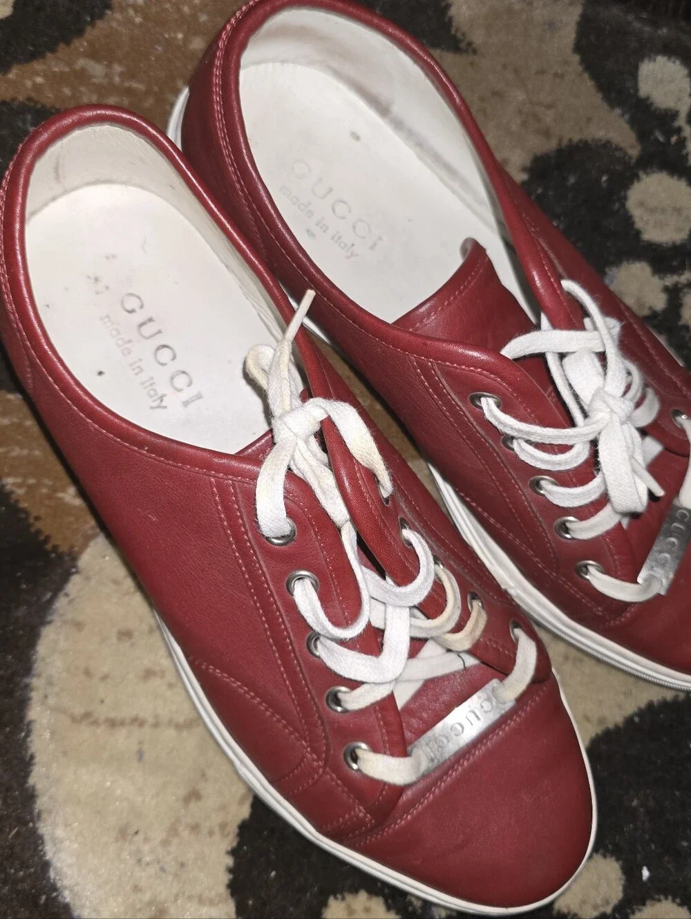 Gucci Red Leather Sneakers Men’s Size 8.5 – Pre-Owned No Box